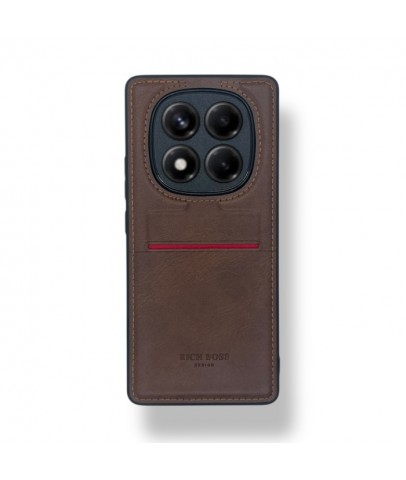 Redmi Note 14 Pro 4G Kartlıklı Lüx Deri Kılıf Koyu Kahve