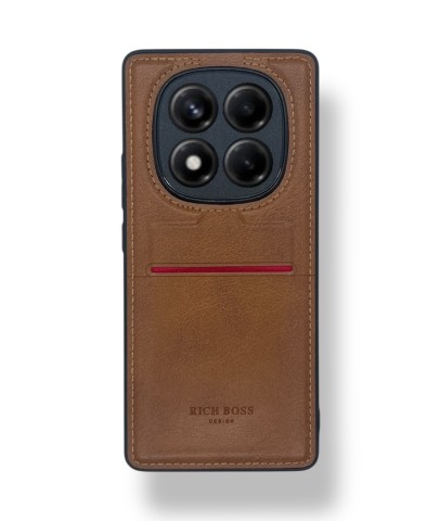 Redmi Note 14 Pro 4G Kartlıklı Lüx Deri Kılıf Açık Kahverengi