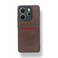 Redmi Note 14 4G Kartlıklı  Lüx Deri Kılıf Koyu Kahve