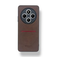 Redmi 14C Kartlıklı Lüx Deri Kılıf Koyu Kahve