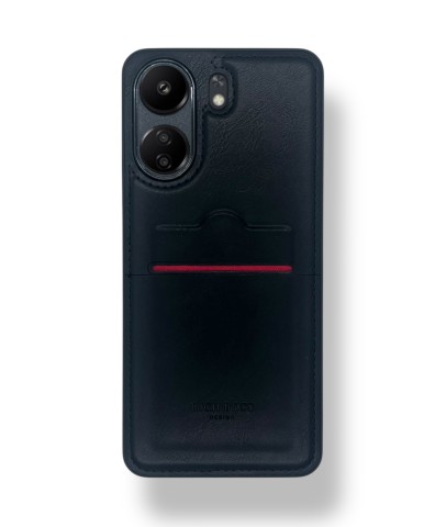 Redmi 13C Kartlıklı Lüx Deri Kılıf Siyah