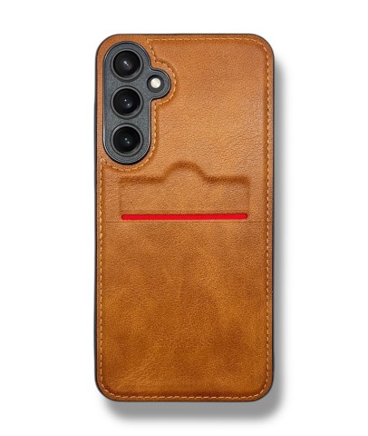 Samsung Galaxy A36 Kartlıklı Lüx Deri Kılıf Açık Kahve