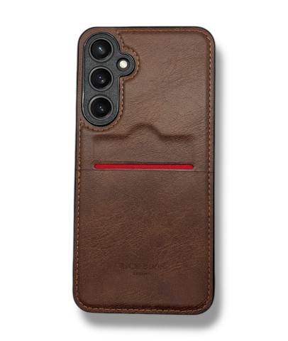 Samsung Galaxy A56 Kartlıklı Lüx Deri Kılıf Koyu Kahverengi