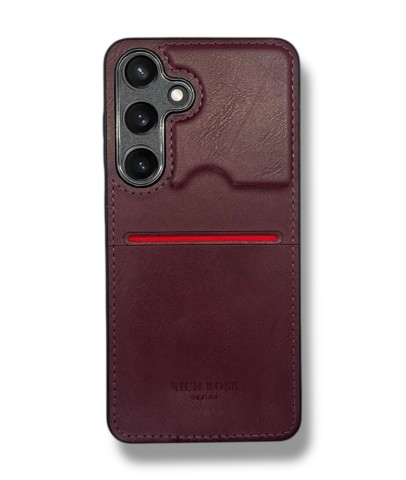 Samsung Galaxy A56 Kartlıklı Lüx Deri Kılıf Koyu Kırmızı