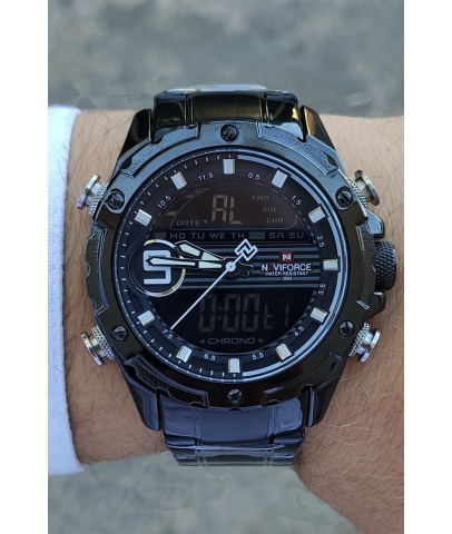 Naviforce Siyah Çelik Kasa Ve Kordon Alarmlı Kronometreli Dijital Analog Erkek Kol Saati Nf9146m 10073 Naviforce Siyah Çelik Kasa Ve Kordon Alarmlı Kronometreli Dijital Analog Erkek Kol Saati Nf9146m 10073