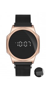 Desingshop Mıknatıslı Hasır Kordon Dijital Dokunmatik Unisex Kol Saati 